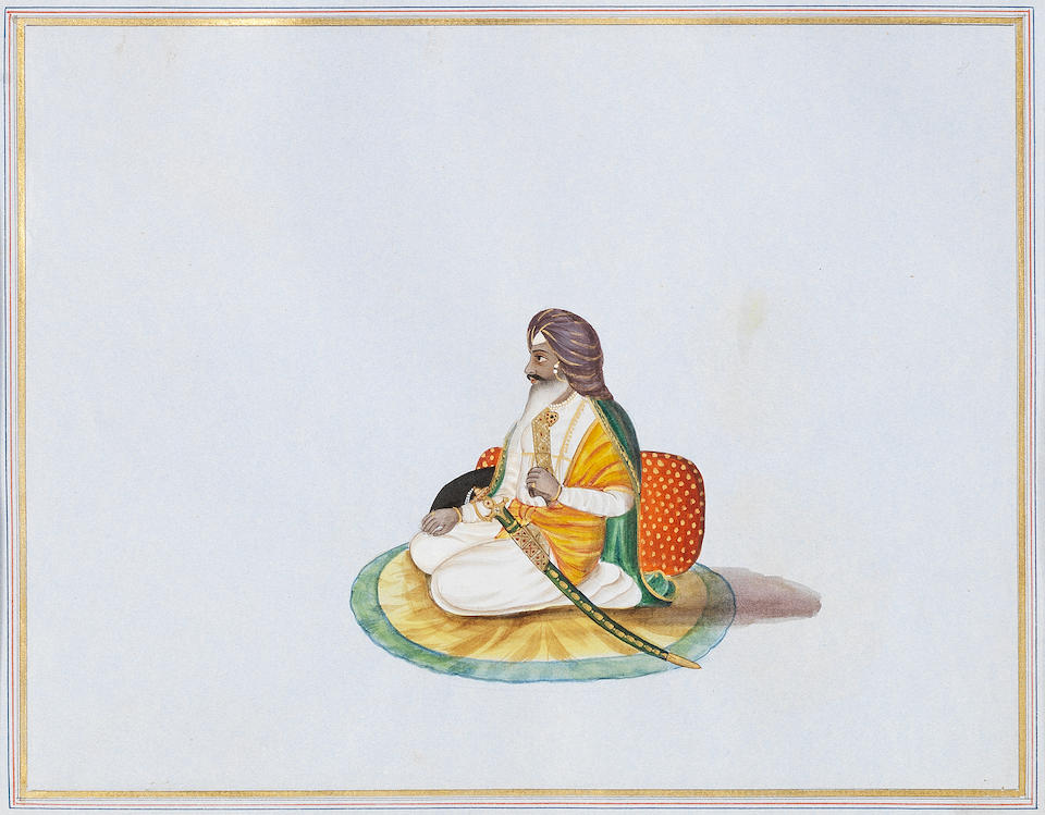A Sikh Akali and his wife and child; a Sikh nobleman, probably Chattar Singh Atariwala Punjab, circa 1840-50(2)