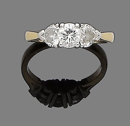 A diamond three-stone ring