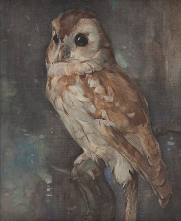 Joseph Crawhall (British, 1861-1913) Barn Owl 30.5 x 23 cm. (12 x 9 1/16 in.) image 1