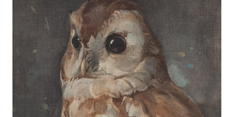 Joseph Crawhall (British, 1861-1913) Barn Owl 30.5 x 23 cm. (12 x 9 1/16 in.)