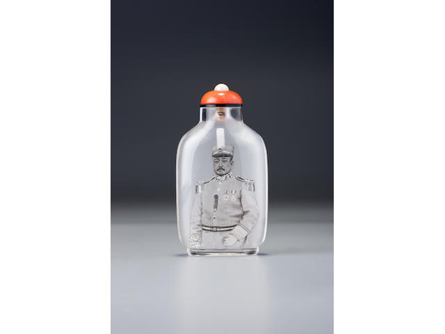An inside-painted crystal 'portrait of Zhang Cengju' snuff bottle Ma Shaoxuan, Ox Street district, Beijing, 1920&#8211;1932 (the bottle: 1760&#8211;1932)