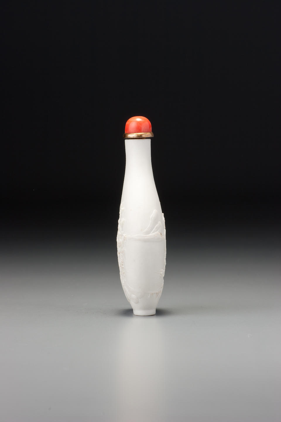 A carved porcelain 'landscape' snuff bottle Wang Jiemei, Jingdezhen, 1860&#8211;1923