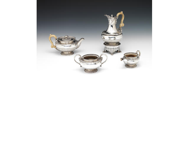 A George III silver four piece tea service Paul Storr London 1817  (5)