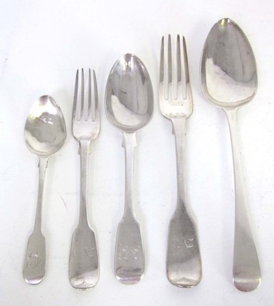 Six Fiddle pattern silver table forks By George Adams, London 1849  (27) image 1