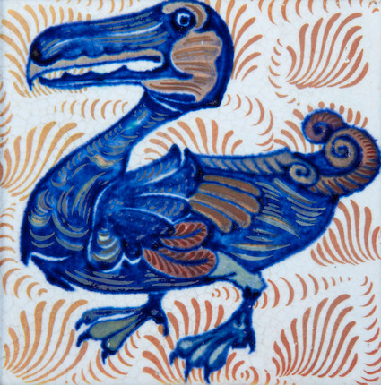 Bonhams : William De Morgan A Lustre Tile with Dodo, circa 1900