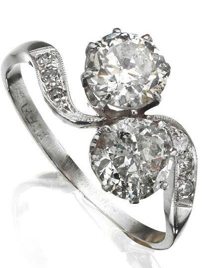 A diamond two-stone ring