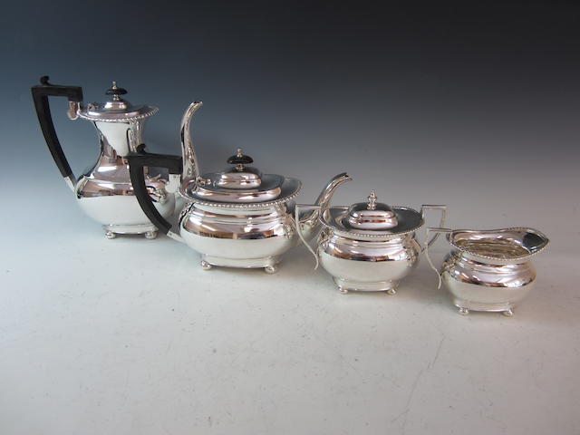 A silver four piece tea and coffee service, by Mappin and Webb, Sheffield 1972,  (4)