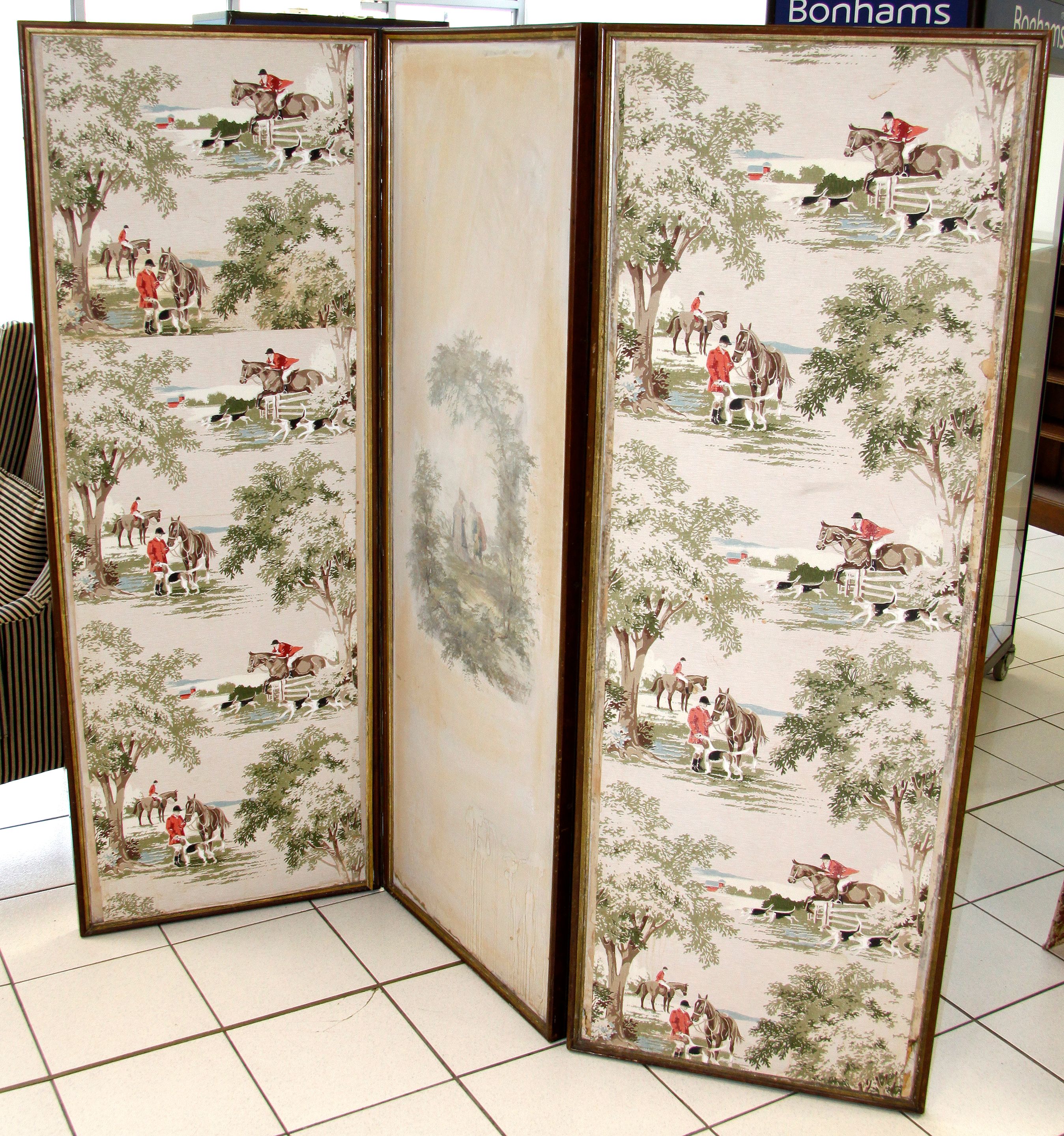 A Victorian three fold scrap screen,