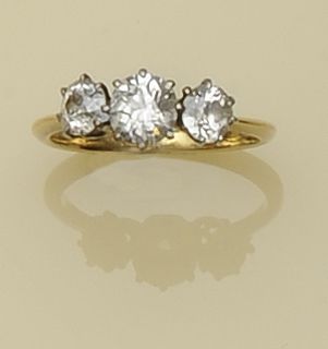 A diamond three stone ring