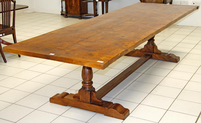 A large oak reproduction refectory table,
