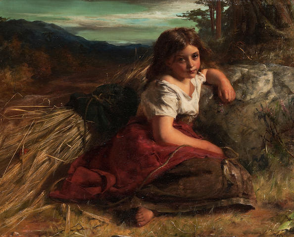 Robert Herdman RSA RSW (British, 1829-1888) Young girl at the edge of a cornfield 67 x 81.5 cm. (26 3/16 x 31 15/16 in.)