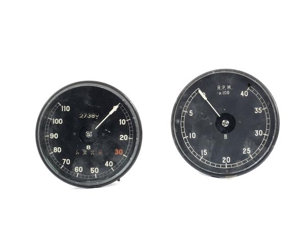 A Bentley speedometer and a rev counter,