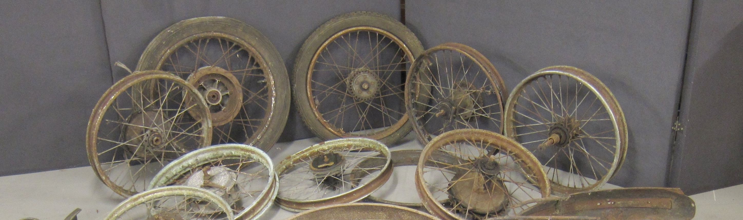 Used Motorcycle Rims Bonhams Cars : Assorted motorcycle wheels and rims,