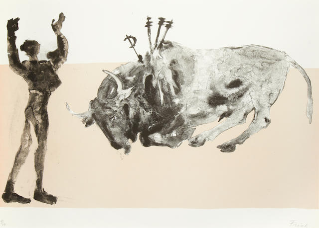 Dame Elisabeth Frink R.A. (British, 1930-1993) Corrida V Lithograph printed in colours, 1973, on T.H. Saunders, signed and numbered 66/72 in pencil, printed by Curwen Studios, London, published by Waddington Graphics, London, with margins, 565 x 760mm (22 1/4 x 30in)(I)