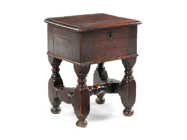 A rare William & Mary oak box stool Circa 1690