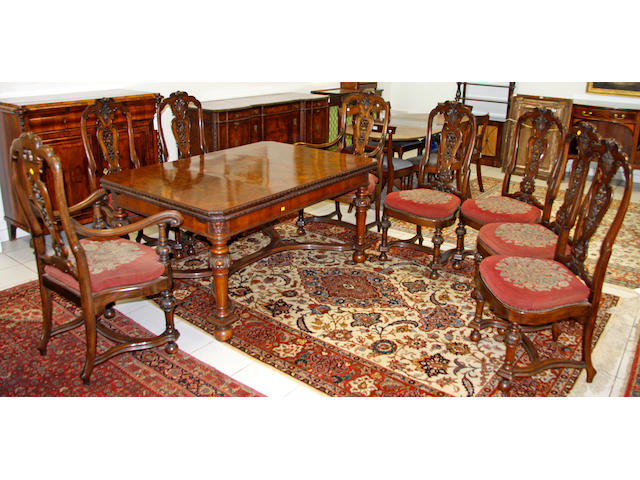 A good early 20th Century, 17th Century style Dutch walnut dining room suite,