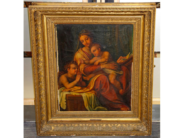 After Raffaello Sanzio, called Raphael Madonna della sedia, oil canvas 77 x 63 cm