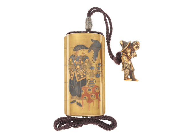 A gold lacquer four-case inro By Koma Kyuhaku, 19th century