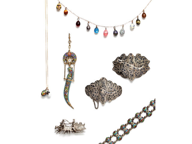 A collection of late 19th century and later Russian jewellery (quantity)