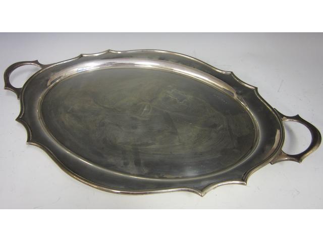 A silver oval two handled tray Birmingham 1927