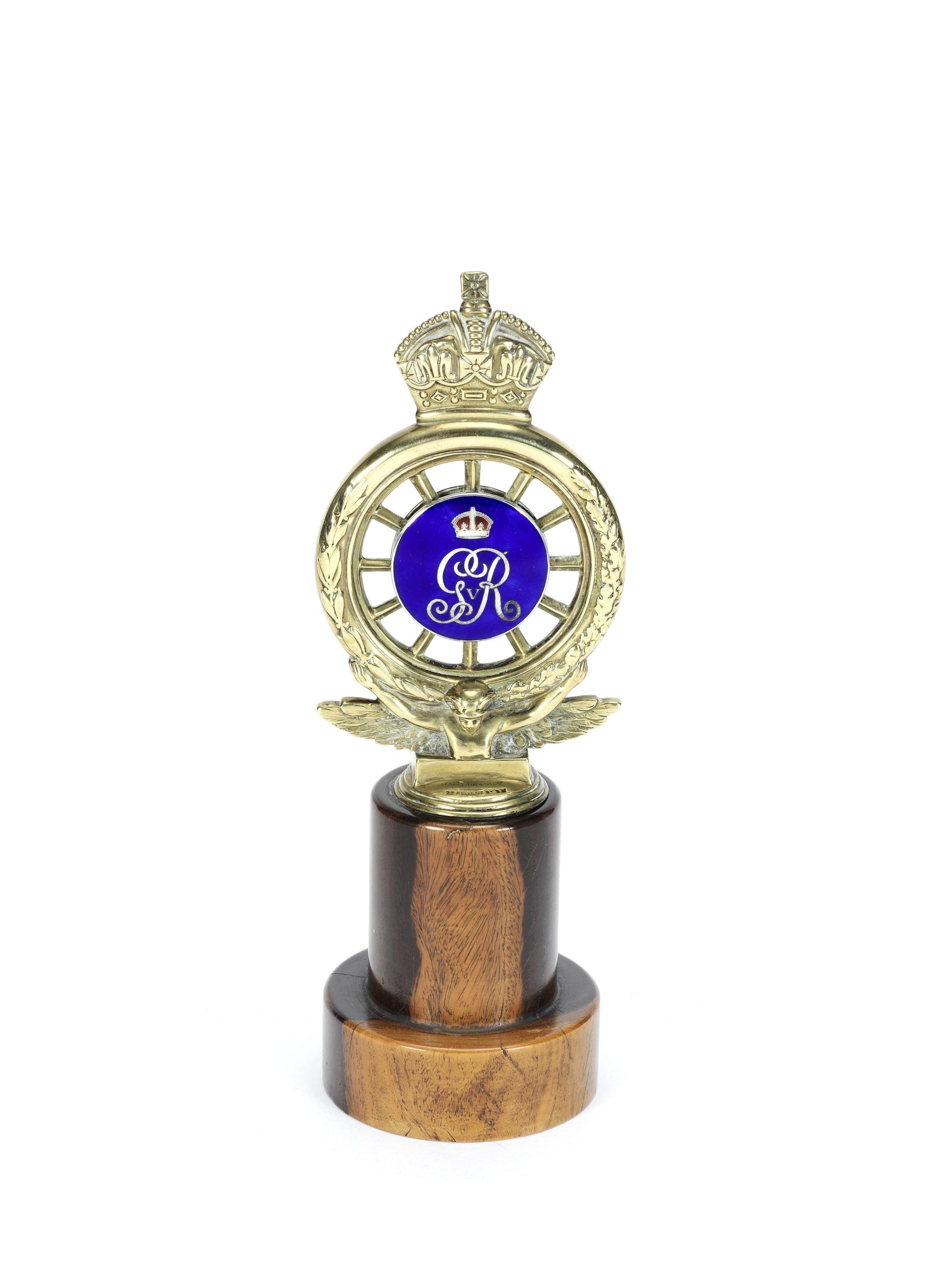 King George V's Royal Automobile Club enamelled car badge by Elkington...