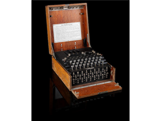 An Enigma Code Machine in original oak case,No. 13598/jla/44