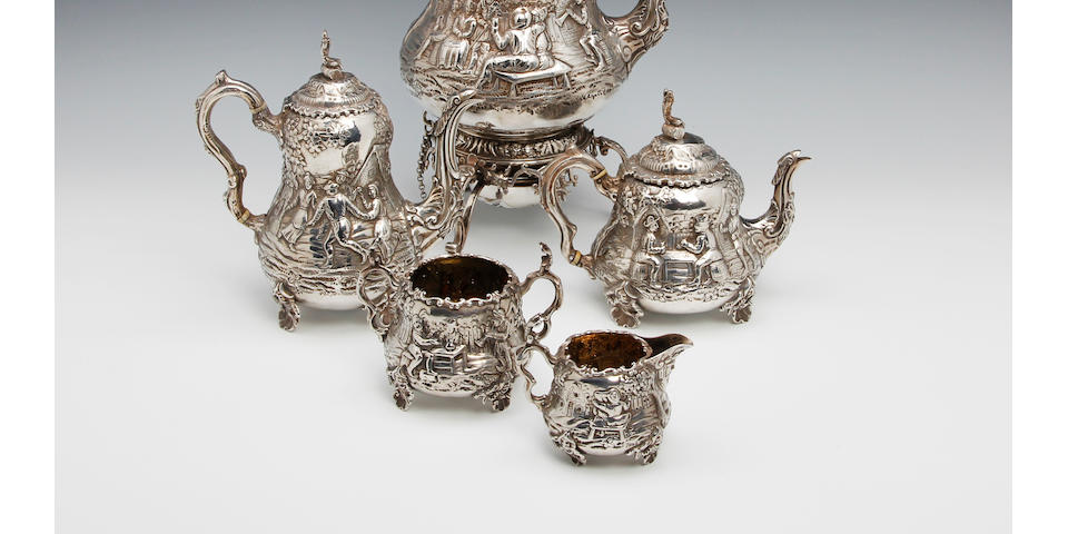 A Victorian five piece tea and coffee service by John Figg, London 1880
