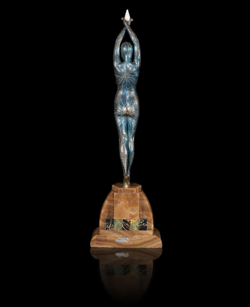 Demetre Chiparus 'Starfish' an Exceptional Large Size Art Deco Cold-Painted Bronze and Carved Ivory Figure, circa 1925