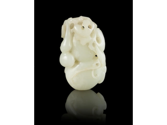 A jade carving of a double gourd Qing Dynasty