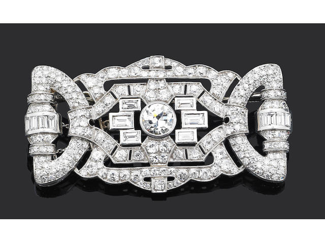 An Art Deco diamond brooch,