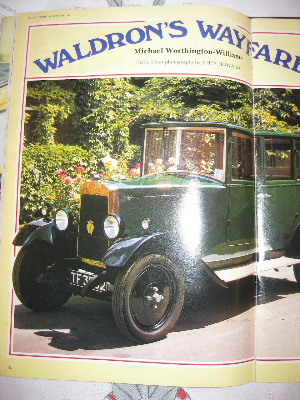 1928 Waldron Wayfarer Saloon  Chassis no. 101 Engine no. 101
