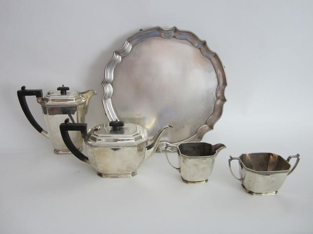 A four piece silver tea and coffee service by Mappin & Webb, Sheffield 1945