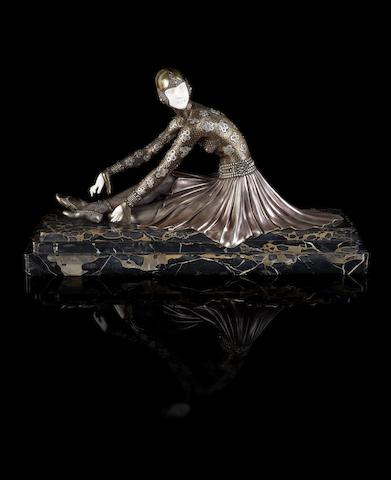 Demetre Chiparus 'Tanara' a Large Cold-painted Bronze and Carved Ivory Figure, circa 1925