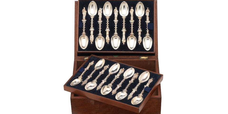 An impressive Victorian fifty-four piece silver dessert service by Francis Higgins, London 1863  (54)