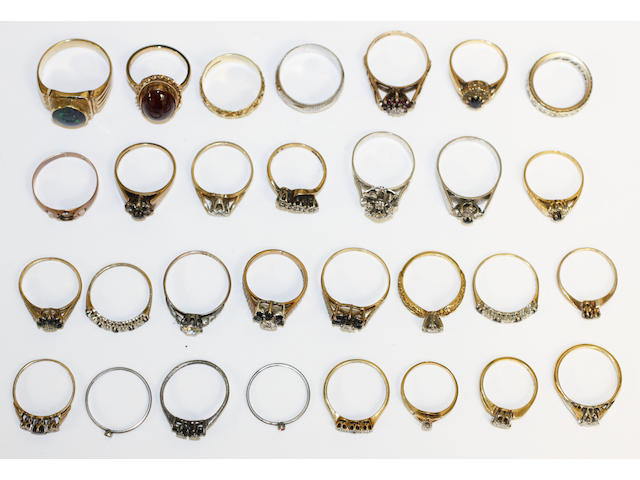 A collection of vari gem-set dress rings, (27)