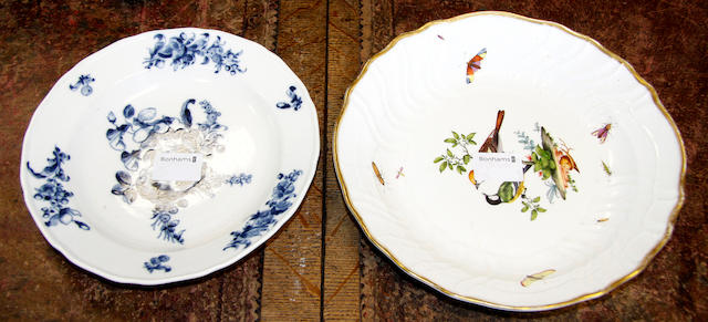 A Meissen plate and a Vienna blue and white plate,