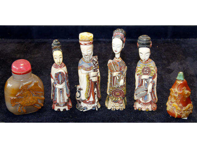 An interesting collection of eleven various Chinese snuff bottles
