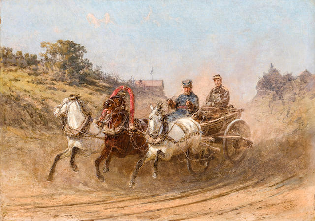 Petr Nikolaevich Gruzinsky (Russian, 1837-1892) Summer troika ride