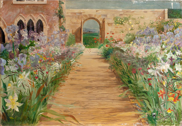 English School, 20th Century Garden scene