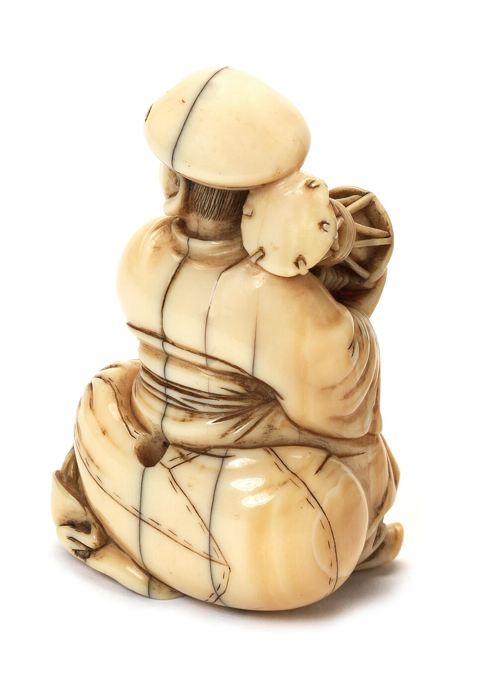 Bonhams : A very rare ivory netsuke of Daikoku By Masanao, Kyoto, late