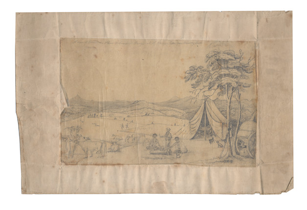 AUSTRALIA. Two early drawings of settlers and aborigines in New South Wales, both by Robert Dixon, with their corresponding later published lithographs; and 2 others, c.1833-1835 (6) image 6