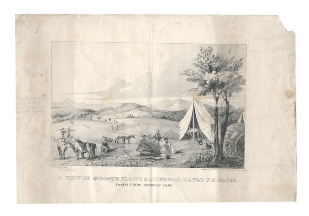 AUSTRALIA. Two early drawings of settlers and aborigines in New South Wales, both by Robert Dixon, with their corresponding later published lithographs; and 2 others, c.1833-1835 (6) image 5