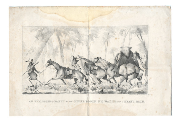 AUSTRALIA. Two early drawings of settlers and aborigines in New South Wales, both by Robert Dixon, with their corresponding later published lithographs; and 2 others, c.1833-1835 (6) image 4