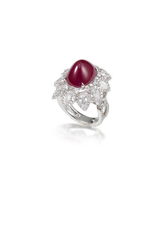Bonhams : A ruby and diamond ring