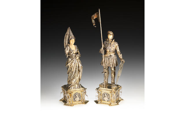 Two Continental silver-gilt decorative standing figures  (2)