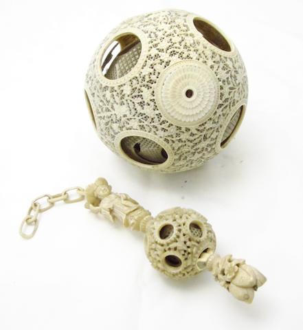 An ivory concentric ball and chain 19th century