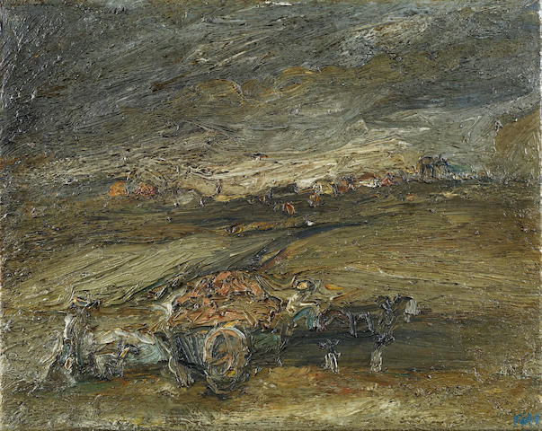 Sheila Fell R.A. (British, 1931-1979) Landscape with horse and cart 40.6 x 50.8 cm. (16 x 20 in.)