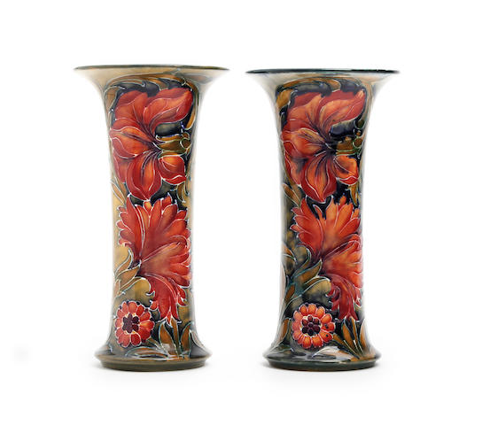 A pair of William Moorcroft 'Spanish' design vases Circa 1914
