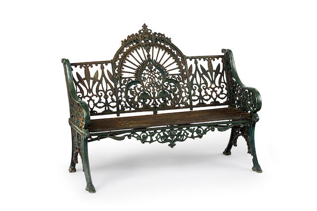 Bonhams A Late Victorian Green Painted Cast Iron Garden Bench In