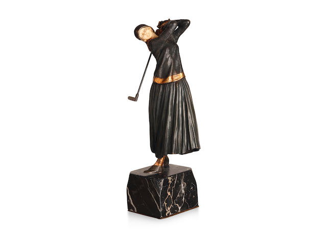 Demetre Chiparus (1888-1850) 'The Golfer', a cold painted bronze and ivory figure, circa 1928